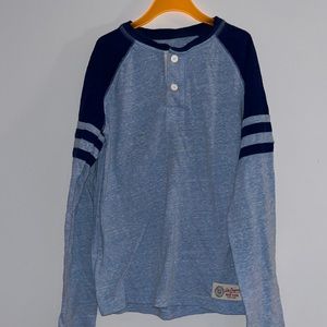 Boys Gap Blue & Navy Raglan Button Collar Long-sleeve Tee